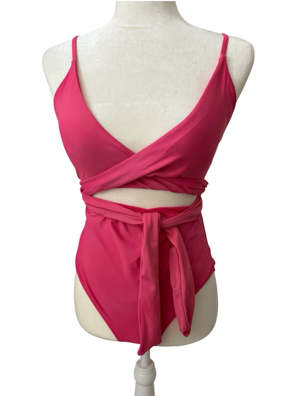 AERIE Pink Wrap Tie Swimsuit